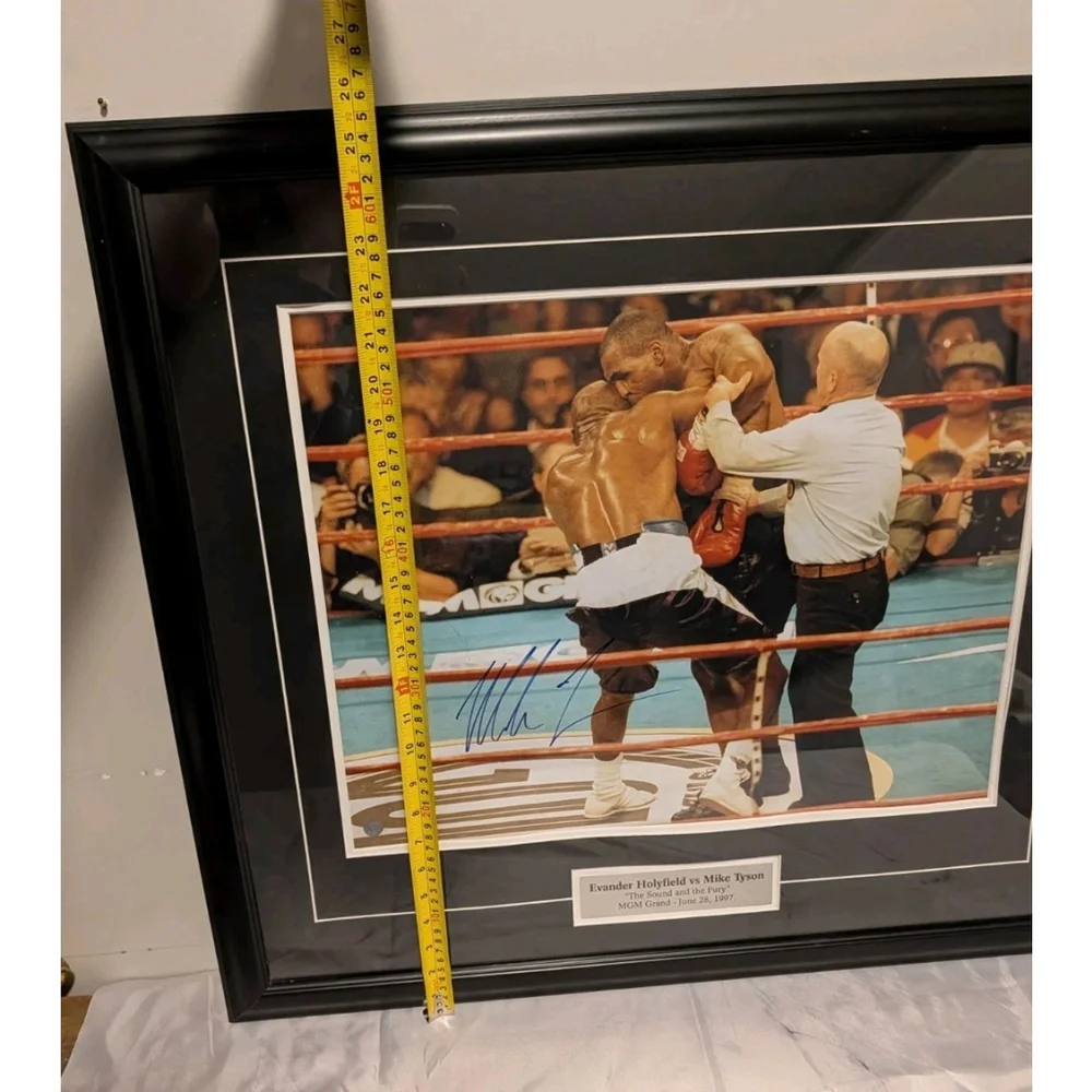 Mike Tyson Autograph w/COA Framed Photo 28x26" Ear Bite 1997 Evander Holyfield - Picture 5 of 7